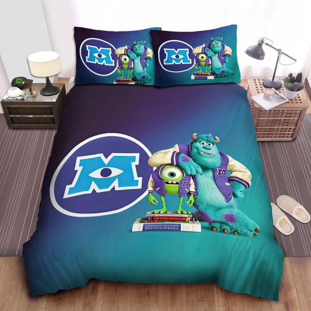 Monster University & Monster Inc staff bedding set: duvet cover, sheet, comfort3-Piece Bedding Set (1 Duvet Cover + 2 Pillow Shams)