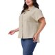 thumbnail image 4 of Agnes Orinda Camisas de Mujer Tallas Grandes con Botones, Cuello con Solapa, Mangas Cortas Enrolladas, Dobladillo Dividido, Blusas de Verano, Tops Casuales con Bolsillo 2X Beige, 4 of 5