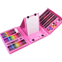 Crusec - Kit De Dibujo Y Pintura Maleta 208 Piezas Para Niños - Rosa
