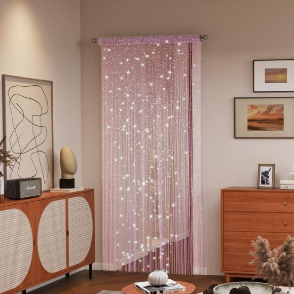Panel decorativo con borlas Curtain Ave Split, 100 x 200 cm, color rosa