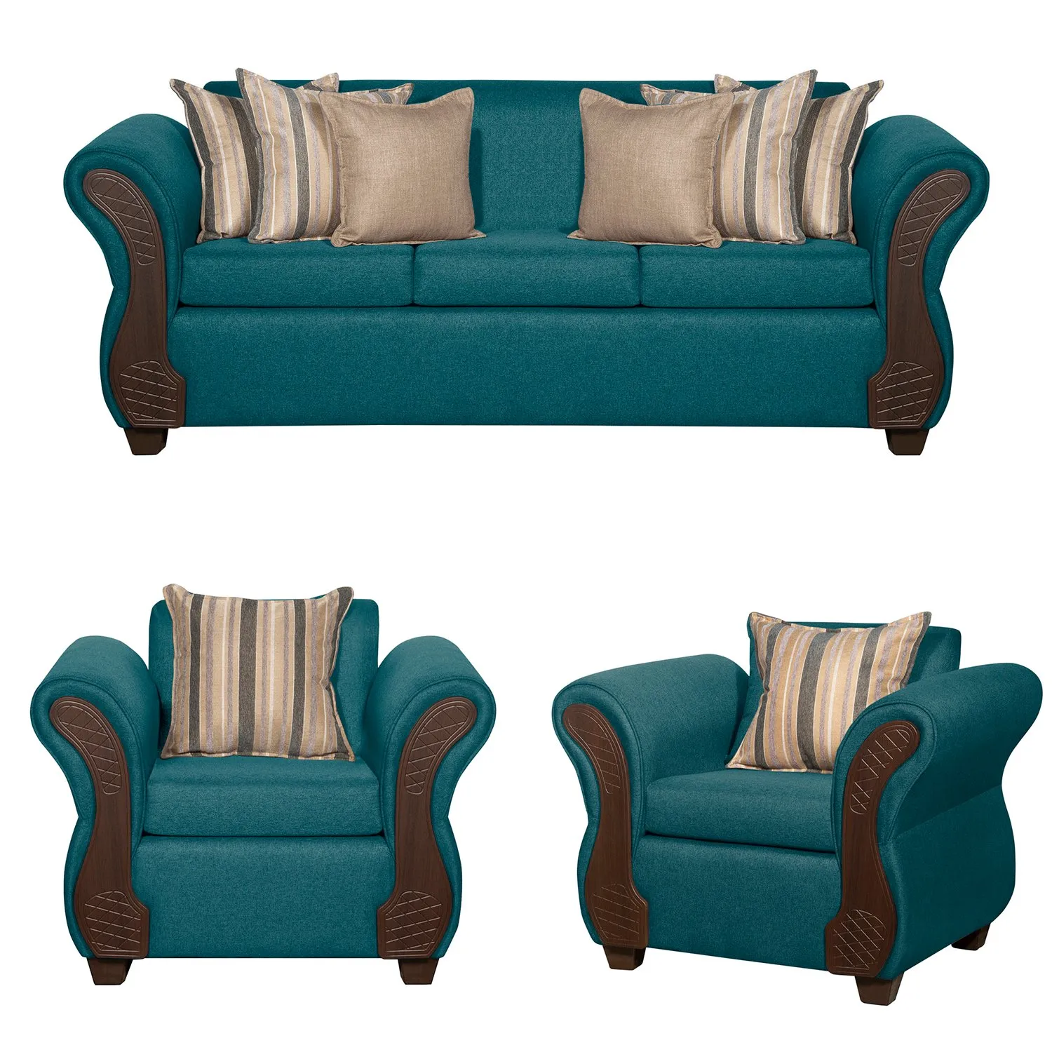 Ruzam Mobel - Juego De Living 3-1-1 Marsella Turquesa