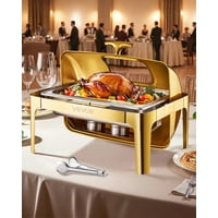 Juego De Buffet De Acero Inoxidable De 9 Litros Con Tapa Enrollable Vevor