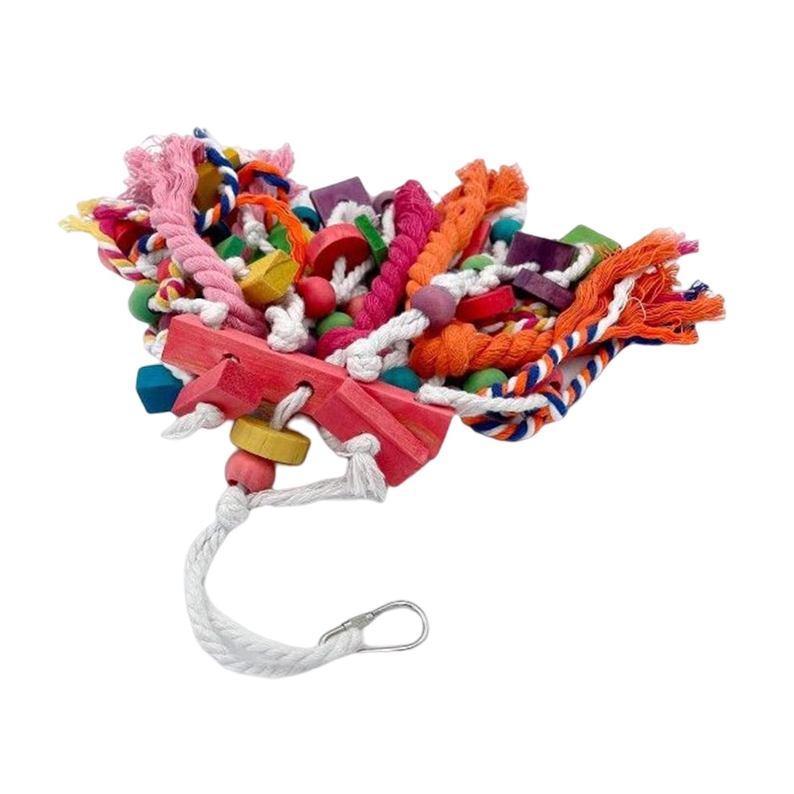 Ioensy - Jaula Grande De Juguetes Para Loros, Columpio Colgante Para Morder, Percha De Madera Natural Para Pinzones