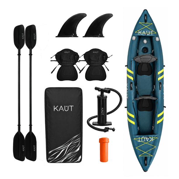 Kayak Inflable Profesional PVC Laminado Doble 1-2 personas 345 cm - Cautín + Mochila & Accesorios + TestDrive Laguna Aculeo