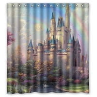 Pinghai - Cortina De Ducha Con Diseño De Castillo Y Ganchos, Tamaño 60 X 72 Pulgadas