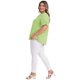 thumbnail image 2 of GRACE & GRANDEUR Camisas de Mujer Tallas Grandes Cuello Mao Cuello en V Manga Corta hasta el Codo Blusas con Botones Textuales con Bolsillo 4X Verde Claro, 2 of 7