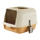 thumbnail image 4 of Caja de arena para gatos con tapa, bandeja de arena para gatos de interior, inodoro grande de doble puerta, bandeja de arena para gatos con pala para , naranja, 4 of 5