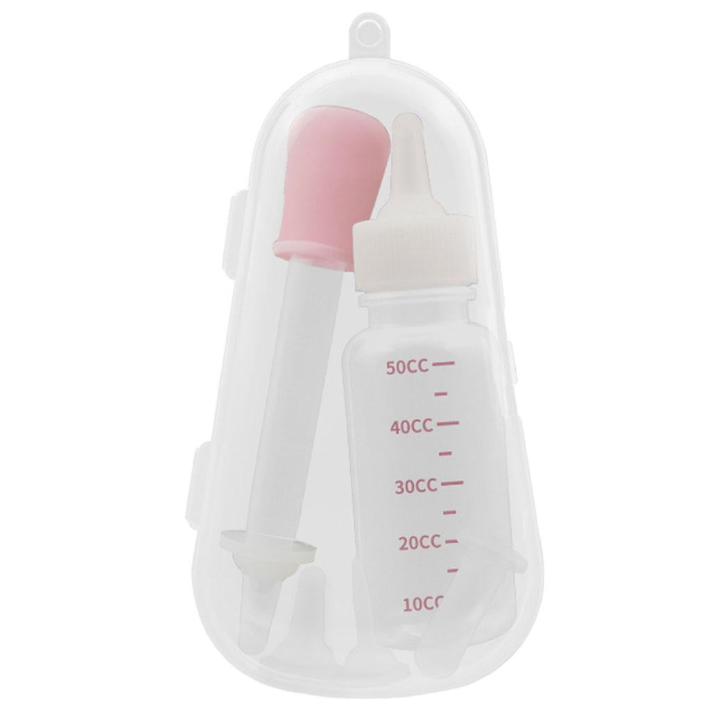 Mascota Silicona Gato Cachorro Leche Cuidado De Enfermería Biberón Kit De Pezón Rosa