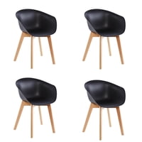 Pack X4 Sillas De Comedor Con Apoyabrazos Tulip Negra Midtown Negro