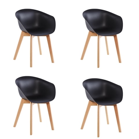 Pack X4 Sillas De Comedor Con Apoyabrazos Tulip Negra Midtown Negro