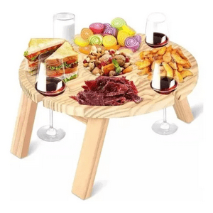 Genérico - Mesa Tabla De Madera Picnic Plegable Comida Picoteo Viajes Lisa Marrón Claro
