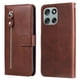 thumbnail image 2 of Funda tipo cartera para Motorola Moto G56 con bolsillo con cremallera y ranuras para tarjetas – Función de soporte Marrón, 2 of 5