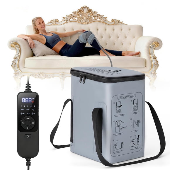 Máquina de terapia de frío fiveoffo, portátil, hielo para rodilla, gris