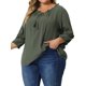 thumbnail image 4 of Agnes Orinda Conjuntos de Halloween para Mujeres Tallas Grandes Blusas con Flecos y Lazo en el Cuello en V Mangas 3/4 3X Verde Militar, 4 of 6