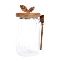 Magideal - Frasco De Vidrio Con Tapa Y Cuchara De Jarra Transparente Tarro De Té Jar De Especias Recipiente De Café Recipiente De Café Para Azúcar De Té De Caram 800 Ml