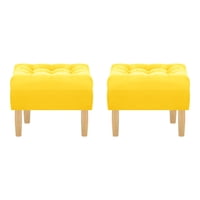 Bodevir - Set Pouf Wood 1C Felpa 05 Amarillo