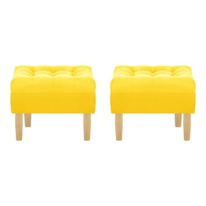 Bodevir - Set Pouf Wood 1C Felpa 05 Amarillo