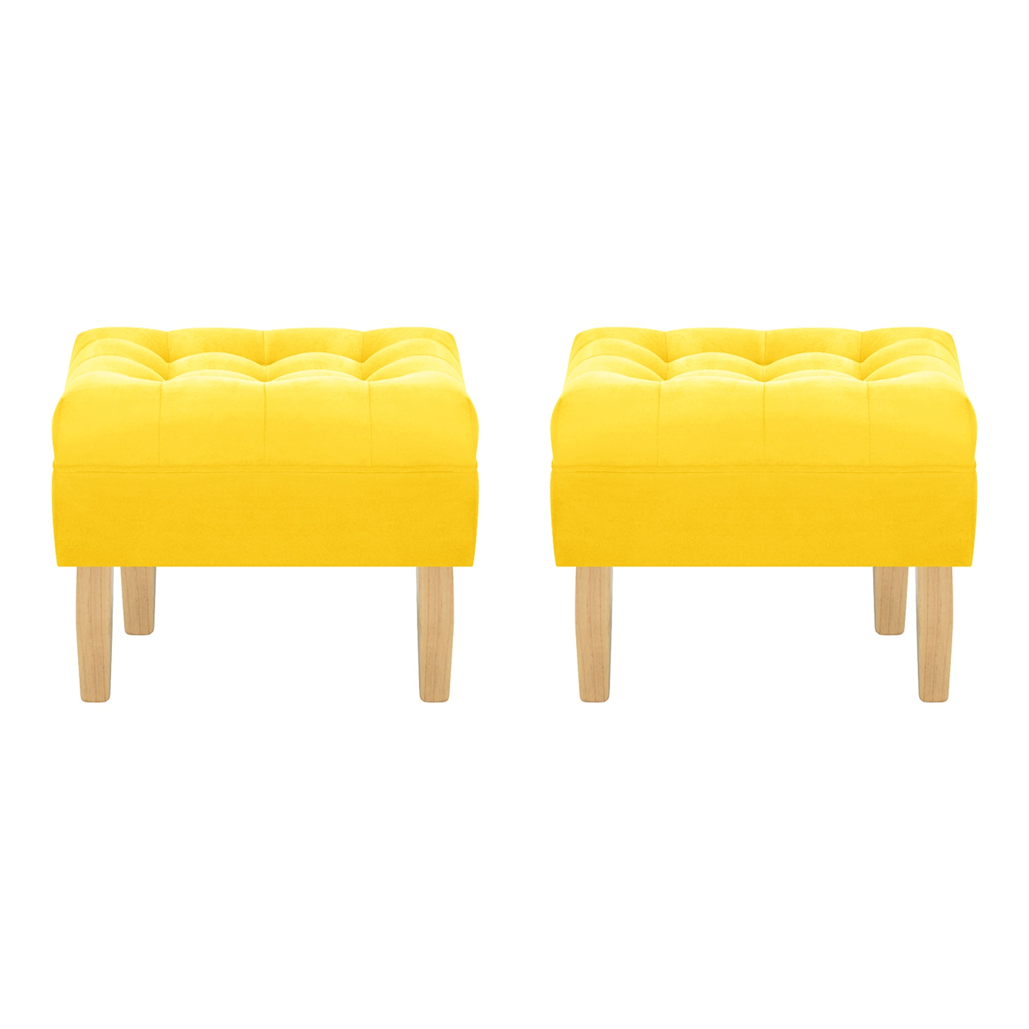 Bodevir - Set Pouf Wood 1c Felpa 05 Amarillo