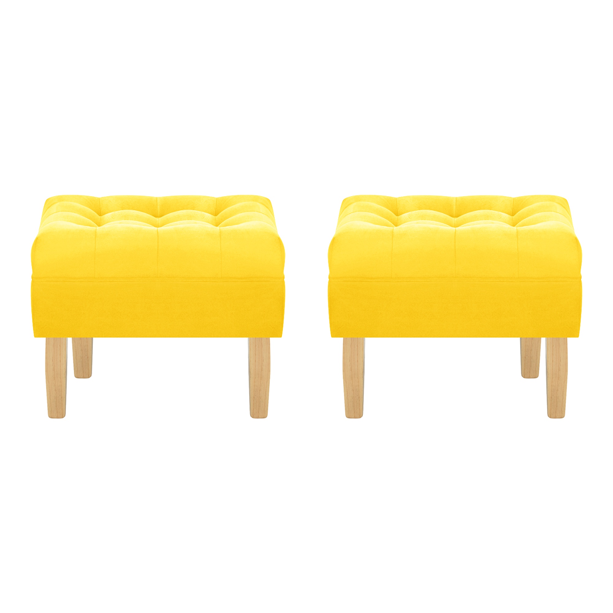 Bodevir - Set Pouf Wood 1C Felpa 05 Amarillo