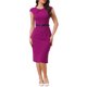thumbnail image 2 of INSPIRE CHIC Vestido Elegante de Mujer con Mangas Cortas y Cinturón para Trabajar Vestidos de Tubo Púrpura S, 2 of 6
