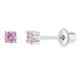 thumbnail image 1 of Aros solitario de plata 925 con circon rosado de cuatro puntas para bebé y niñas, 1 of 2