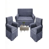 Genérico - Juego De Fundas De Sofa 3+1+1 Con Diseño En Forma De Hoja Con Velo 3-1-1 Color Gris