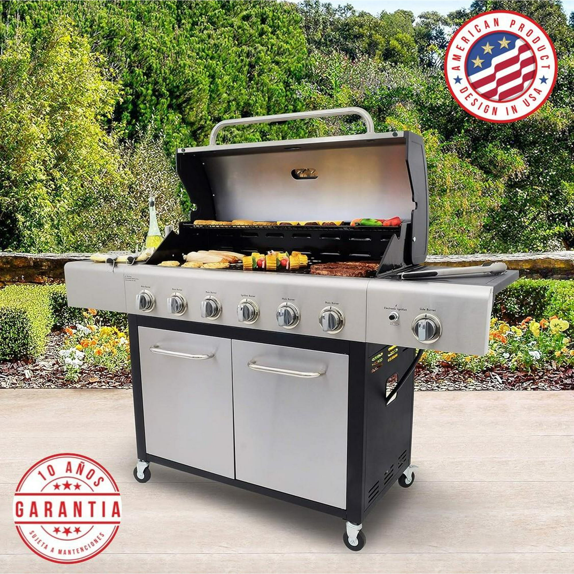 Kenmore - Parrilla A Gas 6 Quemadores + Quemador Lateral - Acero Inoxidable