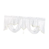 Magideal - Cenefa De Bolsillo Para Barra De Cortina Corta, Cortina Rústica Para Ventana Pequeña, Niveles De Ventana, Cenefa Festoneada, Tratamientos De Ventana Blanco
