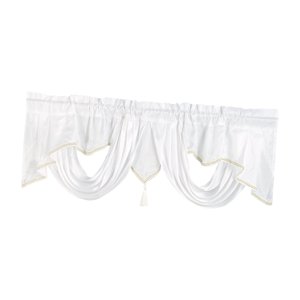 Magideal - Cenefa De Bolsillo Para Barra De Cortina Corta, Cortina Rústica Para Ventana Pequeña, Niveles De Ventana, Cenefa Festoneada, Tratamientos De Ventana Blanco