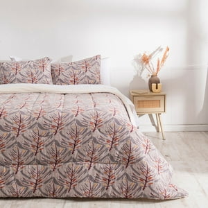 Mashini - Plumon Coral Print Sherpa 2 P Monstera