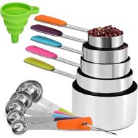 Juego De Tazas Y Cucharas Medidoras Bopei De Acero Inoxidable, 11 Piezas
