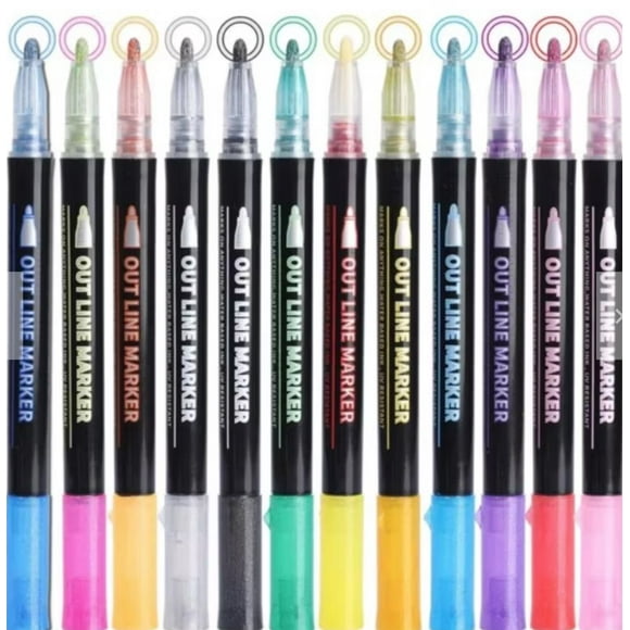 Pack 36 Rotuladores de Colores Contorno Doble Linea