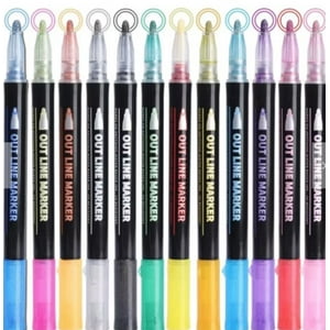 Tomasstore - Pack 24 Rotuladores De Colores Contorno Doble Linea