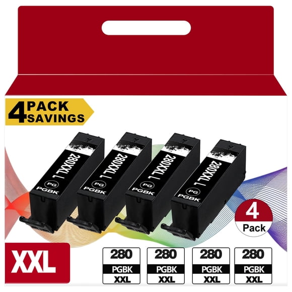 Cartuchos de tinta KUF PGI-280XXL negro, paquete de 4, para impresoras Canon