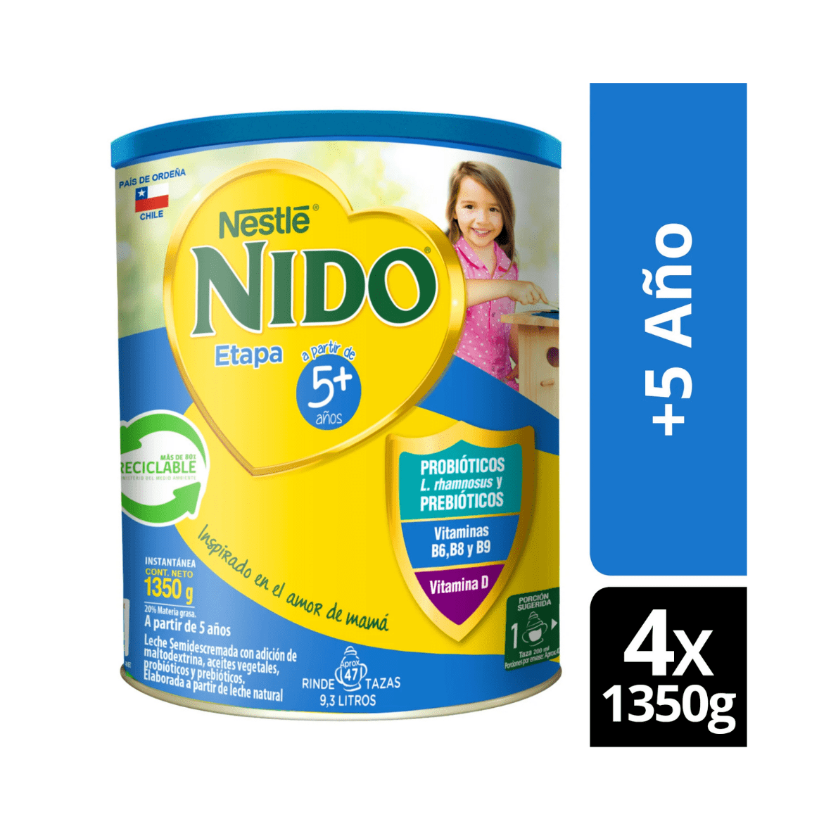Pack X4 Leche Nido 5+ Protectus® 1350g