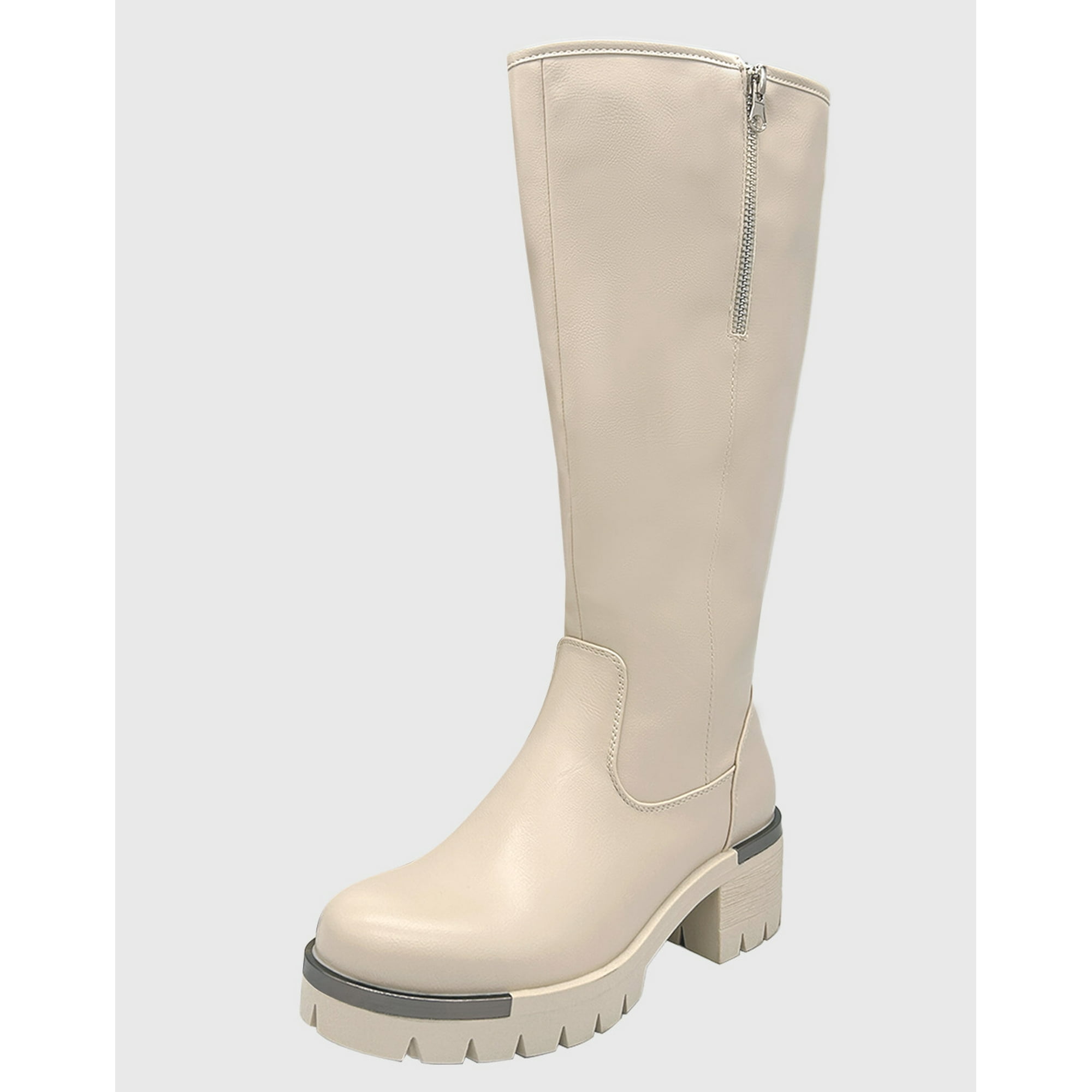 Danicolle Calzado - Bota Para Mujer Beige Bajo La Rodilla Lisa Danicolle