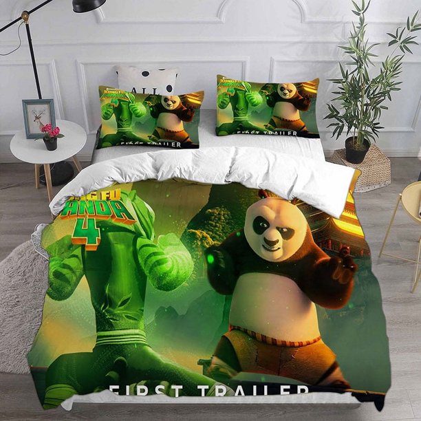 v1595 Bed Sheets Kung Fu Panda Bedding Sets Comforter Quilt Bed Cover Duvet Cover Pillow Case - Pieces Sets Kids Adult Size 3-Piece Bedding Set (1 Duvet Cover + 2 Pillow Shams) Bed Sheets ju1595