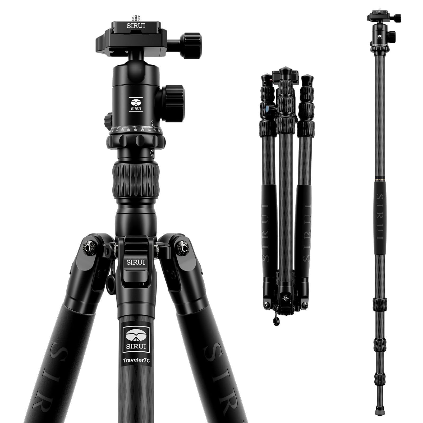Trípode De Cámara Sirui Traveler 7c De Fibra De Carbono De 165,5 Cm Con E-10