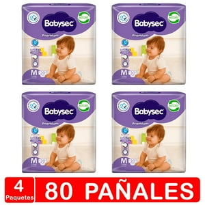 Pañales Babysec Premium Manga X4- Talla M - 80 Pañales
