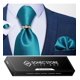 thumbnail image 1 of Corbata Hombre Seda En Caja + Anillo Dorado, Paño Y Colleras turquesa Talla Única, 1 of 4