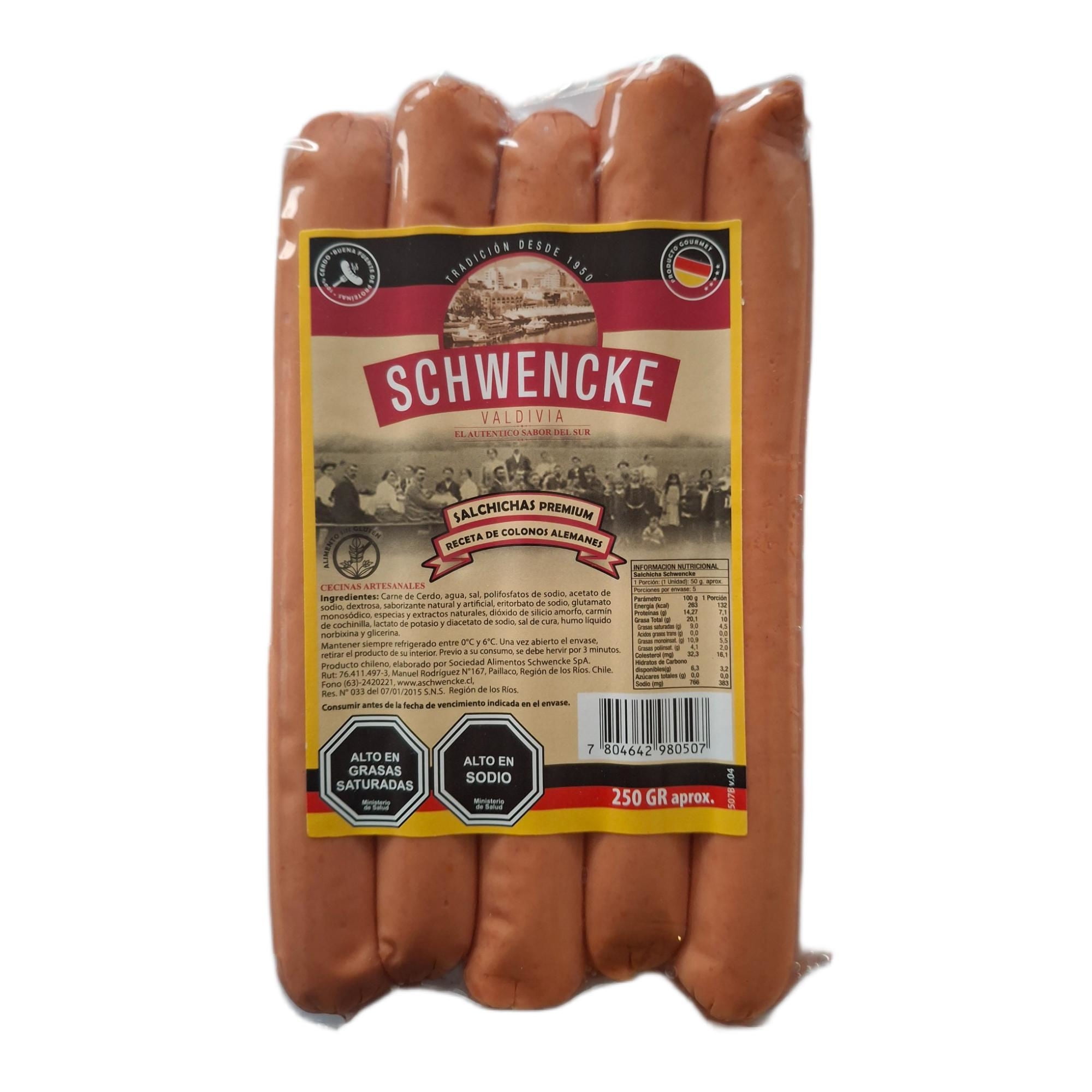 Salchicha Tradicional Sin Piel 5 Un 250 gr Schwencke