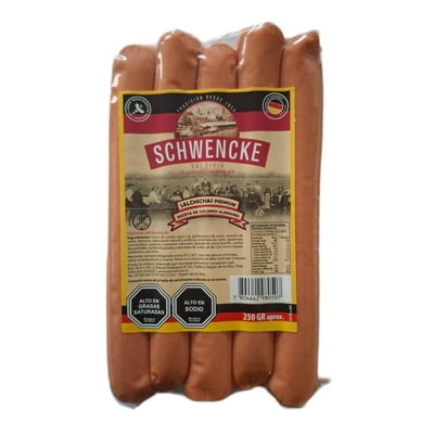 Salchicha Tradicional Sin Piel 5 Un 250 Gr Schwencke