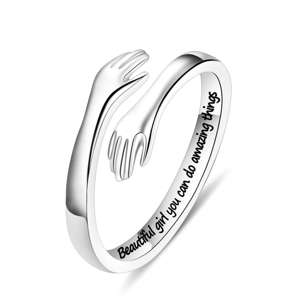 Hug Rings de plata de ley Yesteel para adolescentes, niñas y niños