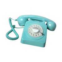 Magideal - Teléfono De Disco Giratorio De Estilo Vintage, Teléfono Con Cable Europeo, Estilo Años 60, Con Campana De Metal, Estilo Retro. Azul