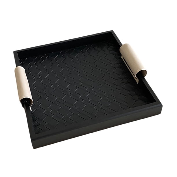 Bandeadora de joyas Bandeja de joyería Mesa de café Mesa de café Centropítore Basquillo Bandeja de almacenamiento para decoración de tocador de baño Cuadrado negro