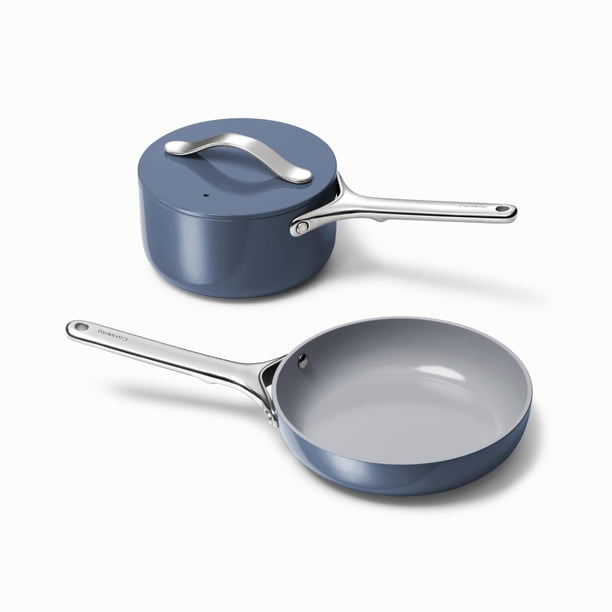 Set de utensilios de cocina Caraway Mini, cerámica antiadherente, 1 L y 1,7 L, azul marino