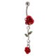 thumbnail image 3 of 316l Anillo De Vientre De Acero Inoxidable Rosa Flor Ombligo Bar 14g Rojo, 3 of 3