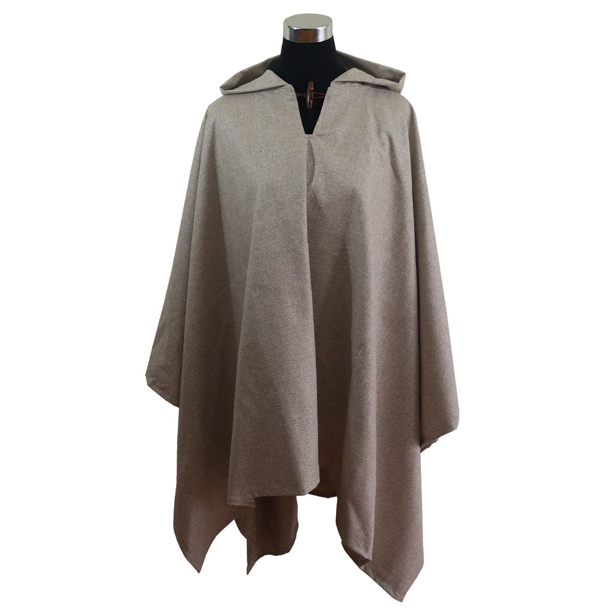 Bellavista Oveja Tome - Poncho Lana Seda Capucha - Largo - Beige