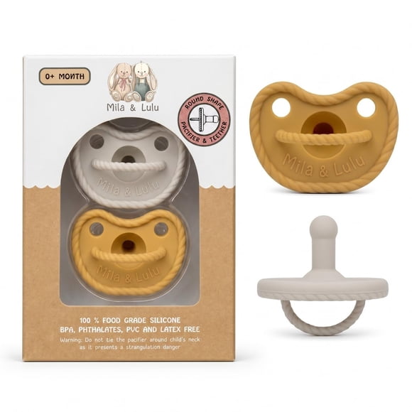 Chupones de silicona redondos Mila & Lulu para 0+ meses (paquete de 2)