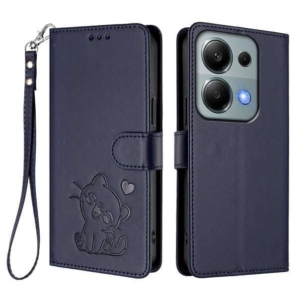 Funda Volteable tipo Billetera con Correa para Xiaomi Redmi Note 14S 4G, Azul